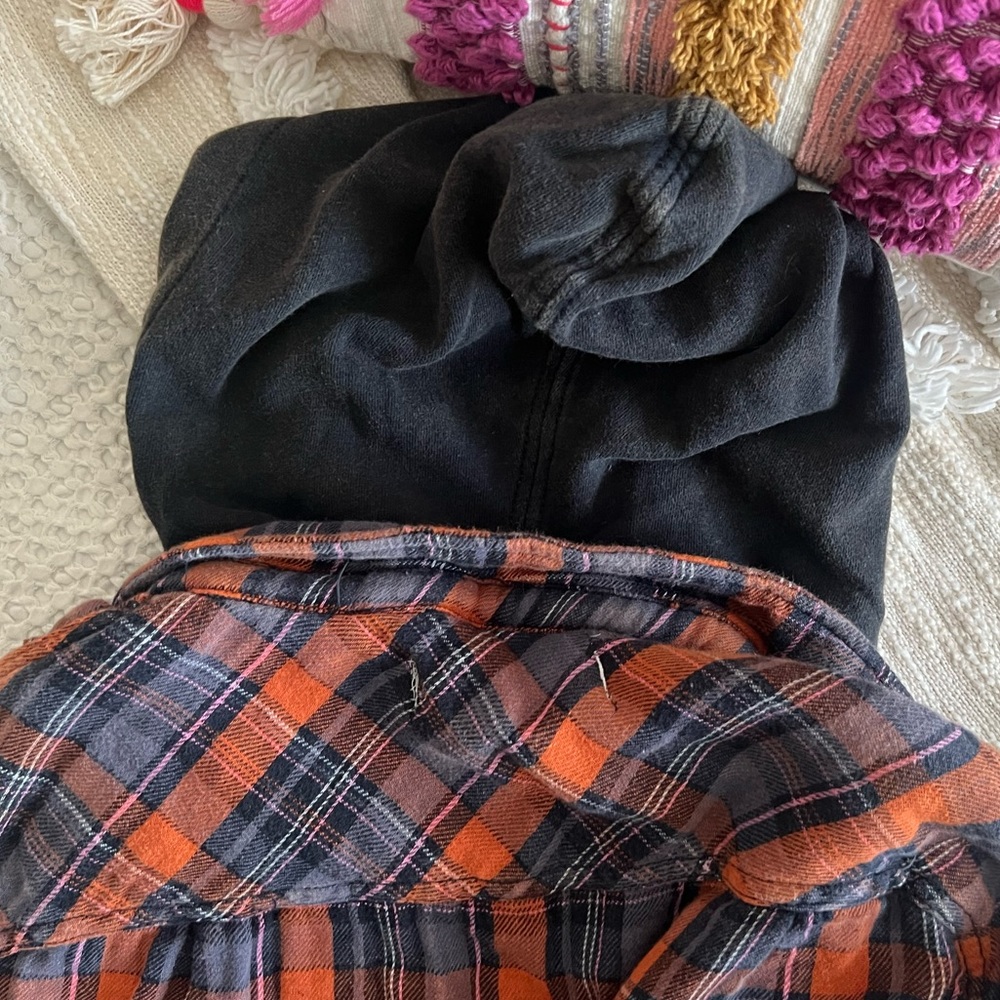 We the Free Calico Basin Plaid Flannel Distressed Hooded Jacket Shacket XS - Picture 13 of 16